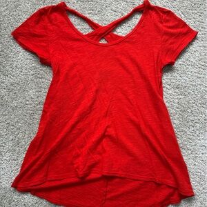 Anthropologie Bright Red Short Sleeve Tee